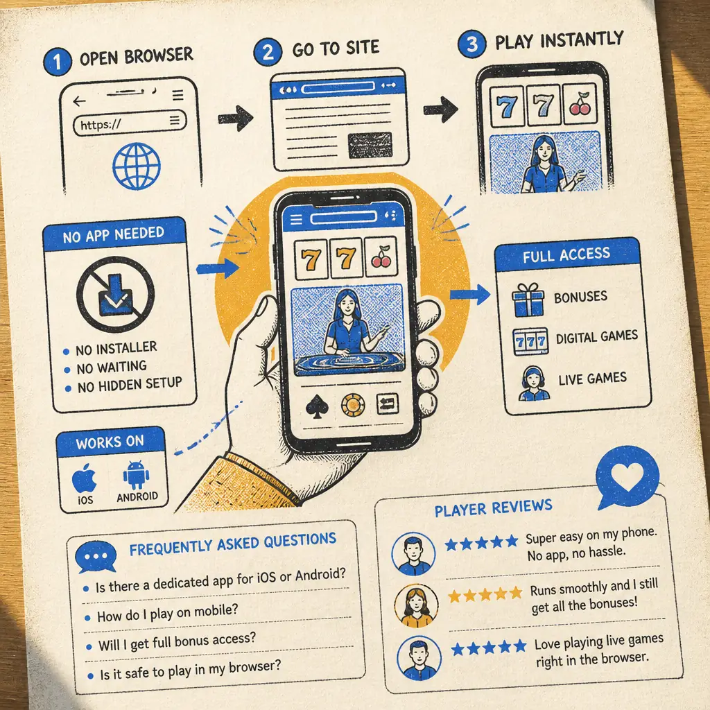 SlotsVader Casino App: Play on Mobile Browser visual guide for SlotsVader Casino